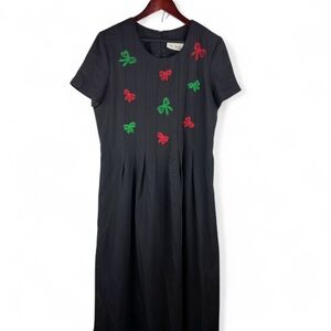 Lady Dorby Vintage Maxi Dress Black Christmas Holiday Chic 80s 90s Medium Large*